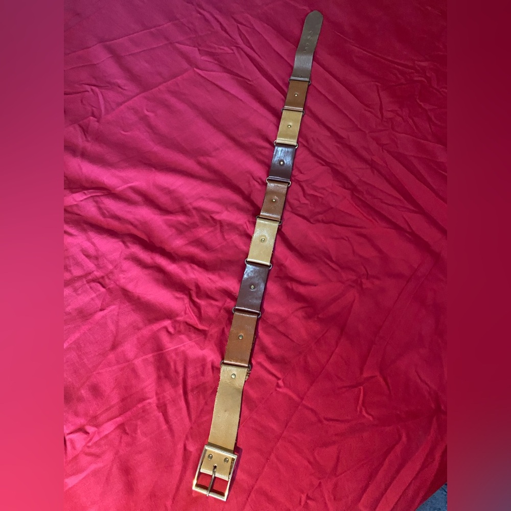 Brown Leather Belt with Buckle UNIQUE Multi Leather Color Patchwork Hippie 70s